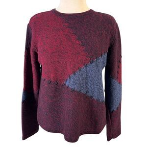 Vintage Women’s Christopher & Banks 90s Patchwork Sweater Size M Pullover